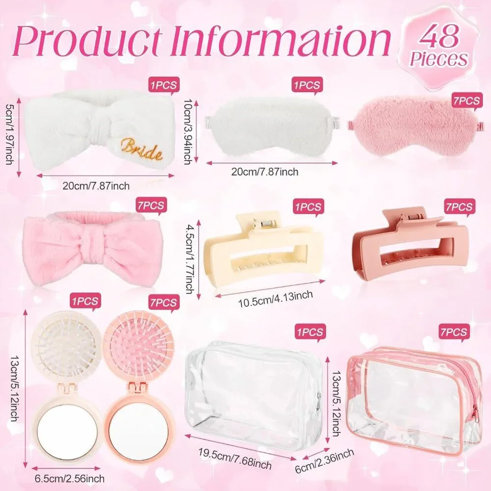 Sleepover Party Supplies 40 Pcs Spa Favors Eye Mask Makeup Bag Hair Clips